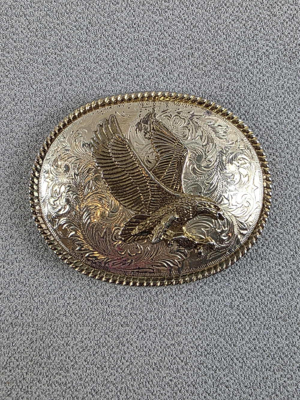 Vintage Western Eagle Belt Buckle Gold Toned 4.5X3.5 Made in USA